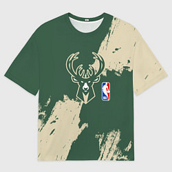 Мужская футболка оверсайз Милуоки Бакс - разлитая краска