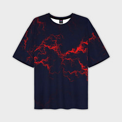 Мужская футболка оверсайз Lightning red glow