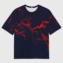Футболка оверсайз мужская Lightning red glow, цвет: 3D-принт