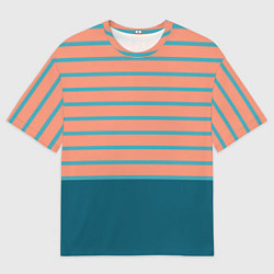 Мужская футболка оверсайз Полосатый мандариновый морской рассвет