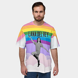 Футболка оверсайз мужская Lana Del Rey на фоне радуги, цвет: 3D-принт — фото 2