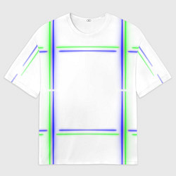 Мужская футболка оверсайз Neon white green light blue