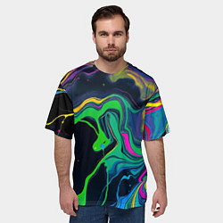 Футболка оверсайз мужская Разводы и переливы разноцветной краски, цвет: 3D-принт — фото 2