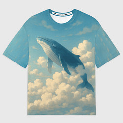 Футболка оверсайз мужская Кит в облаках, цвет: 3D-принт