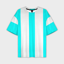 Футболка оверсайз мужская Color light blue white lines, цвет: 3D-принт