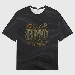 Футболка оверсайз мужская ВМФ ржавые буквы, цвет: 3D-принт