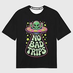 Футболка оверсайз мужская Пришелец в летающей тарелке НЛО, цвет: 3D-принт