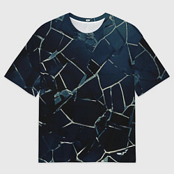 Мужская футболка оверсайз Тёмный чёрно-синий битые плиты