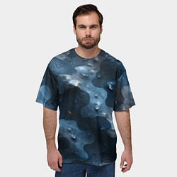 Футболка оверсайз мужская Синий камуфляж с каплями, цвет: 3D-принт — фото 2