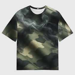 Мужская футболка оверсайз Камуфляжная ткань с дымом