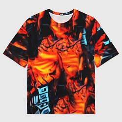 Футболка оверсайз мужская Абстрактная текстура рыжего пламени, цвет: 3D-принт