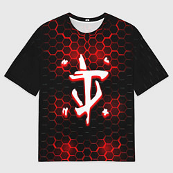 Мужская футболка оверсайз Doom огненная броня лого