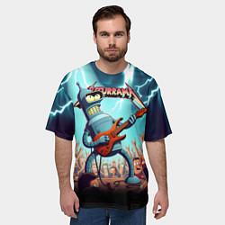 Футболка оверсайз мужская Бендер рок гитарист - группа Футурама, цвет: 3D-принт — фото 2