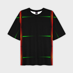 Футболка оверсайз мужская Color black green orange stripes, цвет: 3D-принт