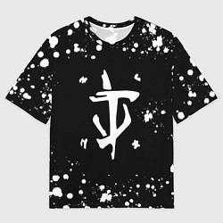 Мужская футболка оверсайз Doom брызги белых красок