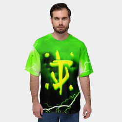 Футболка оверсайз мужская Doom шторм кислотное лого, цвет: 3D-принт — фото 2