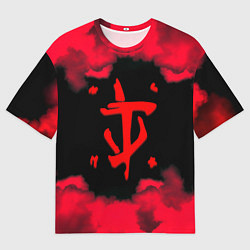 Мужская футболка оверсайз Doom огненные краски