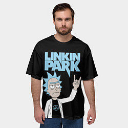 Футболка оверсайз мужская Linkin Park и Рик Санчес из Рик и Морти, цвет: 3D-принт — фото 2