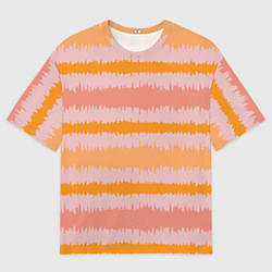Футболка оверсайз мужская Полосы зигзагообразные оранжево-розовые, цвет: 3D-принт