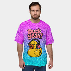 Футболка оверсайз мужская Duck yeah - утка в наушниках, цвет: 3D-принт — фото 2