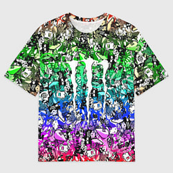 Футболка оверсайз мужская Monster energy стикеры, цвет: 3D-принт