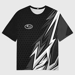 Футболка оверсайз мужская Subaru - монохромный черный, цвет: 3D-принт