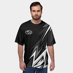 Футболка оверсайз мужская Subaru - монохромный черный, цвет: 3D-принт — фото 2