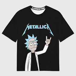 Мужская футболка оверсайз Metallica и Рик рокер из Рик и Морти