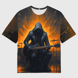 Футболка оверсайз мужская Гитарист играющий в пламени, цвет: 3D-принт