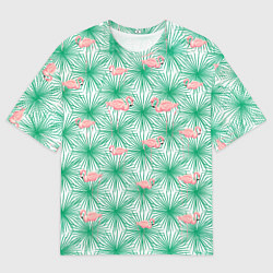 Мужская футболка оверсайз Фламинго и тропики