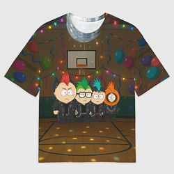 Мужская футболка оверсайз Южный парк панки на школьной дискотеке
