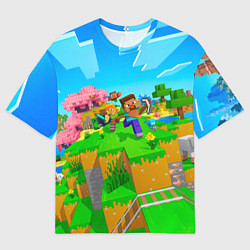Футболка оверсайз мужская Майнкрафт - на встречу приключениям, цвет: 3D-принт