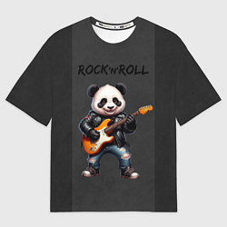 Футболка оверсайз мужская Панда играет на электрогитаре, цвет: 3D-принт