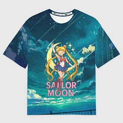 Футболка оверсайз мужская Sailor Moon на фоне неба, цвет: 3D-принт