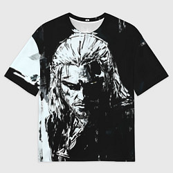 Футболка оверсайз мужская Ведьмак черно-белый портрет, цвет: 3D-принт