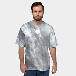 Футболка оверсайз мужская Абстракция - white smoke on gray background, цвет: 3D-принт — фото 2