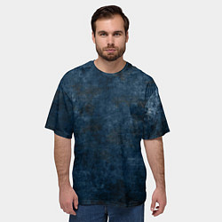 Футболка оверсайз мужская Абстракция - old blue wall with black stains, цвет: 3D-принт — фото 2