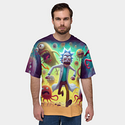 Футболка оверсайз мужская Рик Санчес убегает от монстров, цвет: 3D-принт — фото 2