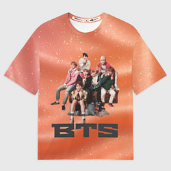 Футболка оверсайз мужская BTS фотка на диване, цвет: 3D-принт