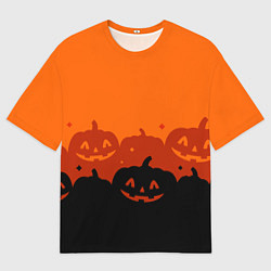 Мужская футболка оверсайз Хэллоуин счастливые тыквы