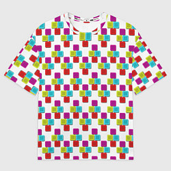 Мужская футболка оверсайз Цветные блоки на белом