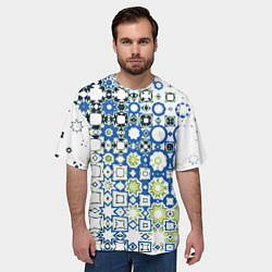 Футболка оверсайз мужская Сине-зеленая абстракция, цвет: 3D-принт — фото 2