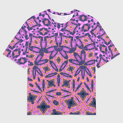 Футболка оверсайз мужская Фиолетовая геометрическая метаморфоза, цвет: 3D-принт