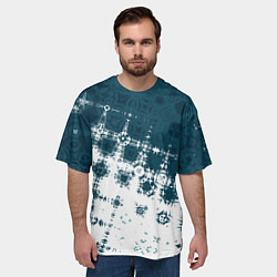 Футболка оверсайз мужская Узорчатая текстура сине-белая, цвет: 3D-принт — фото 2