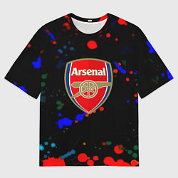 Мужская футболка оверсайз Arsenal неоновые брызги красок