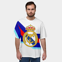Футболка оверсайз мужская Real Madrid текстура полосы, цвет: 3D-принт — фото 2