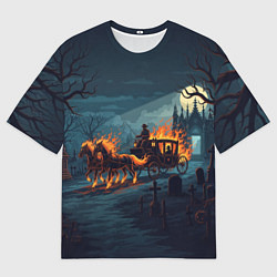 Футболка оверсайз мужская Призраки в горящей конной повозке, цвет: 3D-принт