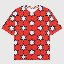 Мужская футболка оверсайз Звезды на красном