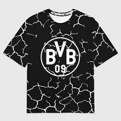 Футболка оверсайз мужская Borussia черно белые, цвет: 3D-принт