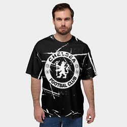 Футболка оверсайз мужская Челси штрихи красок белые, цвет: 3D-принт — фото 2